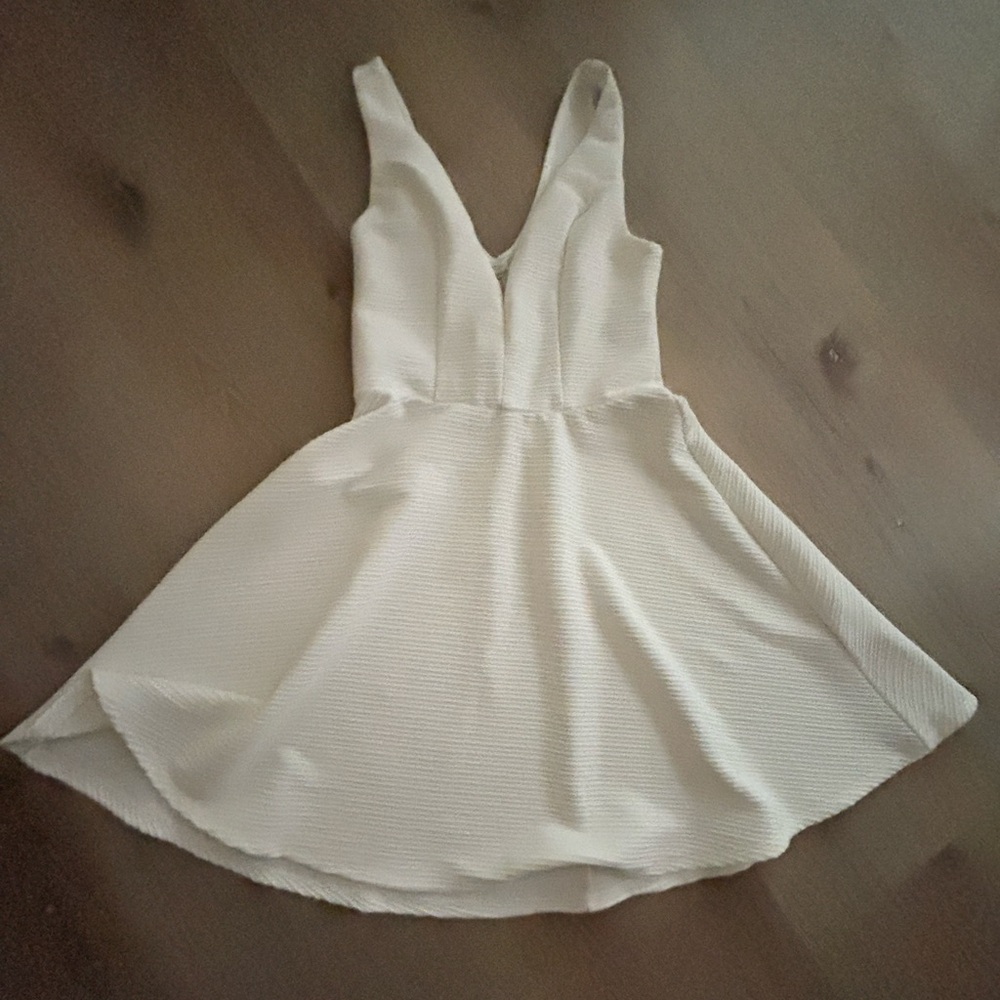 pure white deep neck dress